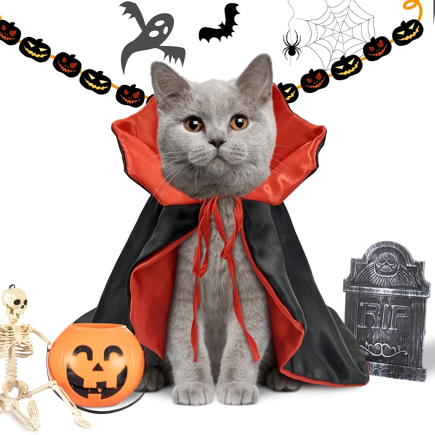 Cape Vampire XUNDI Chien Chat - Costume Halloween avec Bretelles Ajustables