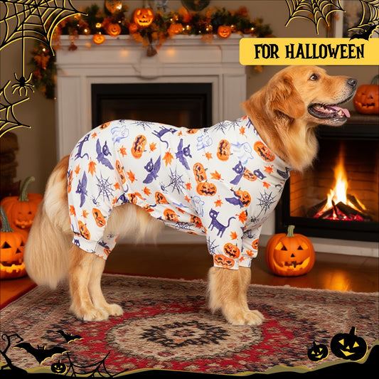 Pyjama Halloween Chien PUPBIU - Vêtement Doux Motifs Citrouille et Chauve-Souris