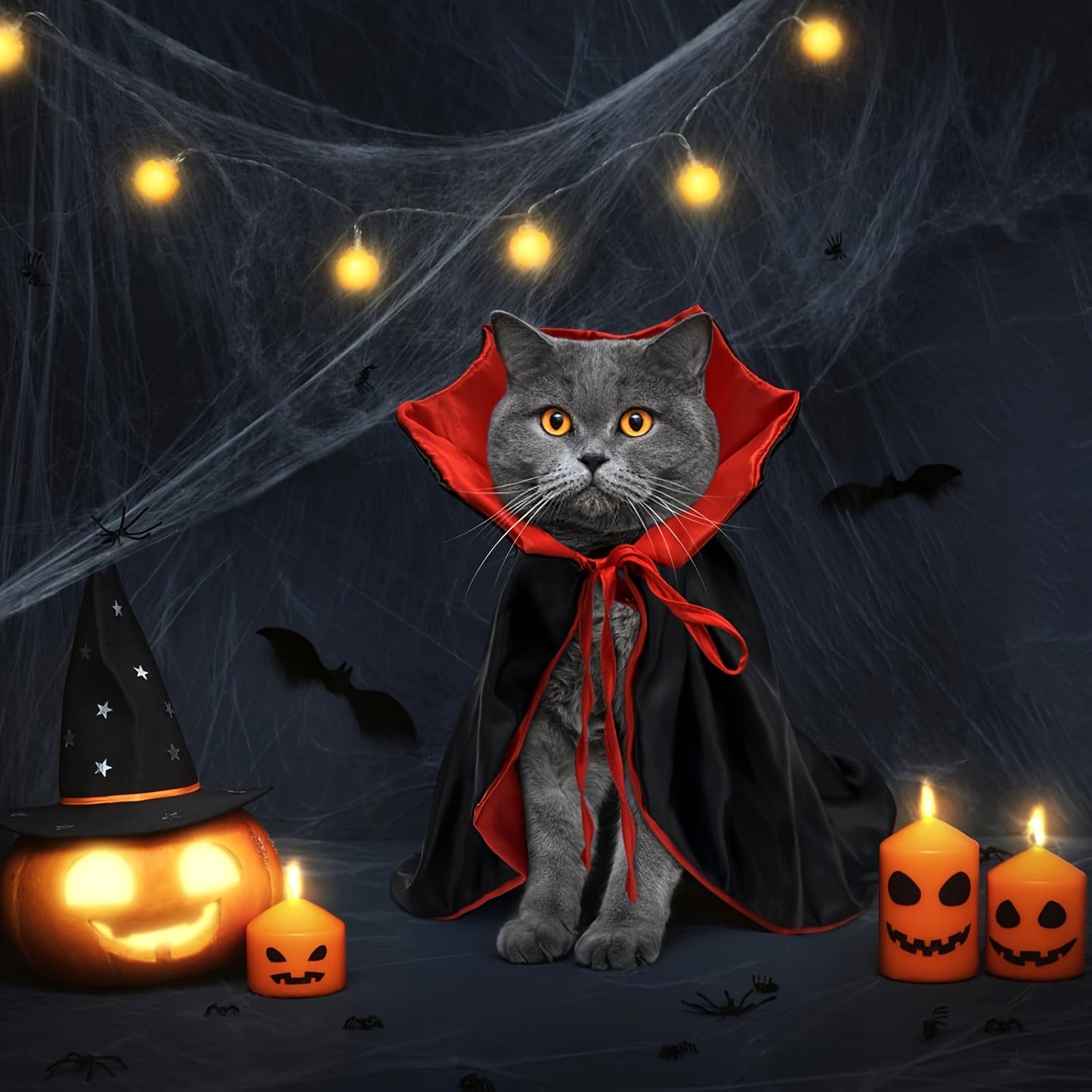 Cape Vampire XUNDI Chien Chat - Costume Halloween avec Bretelles Ajustables