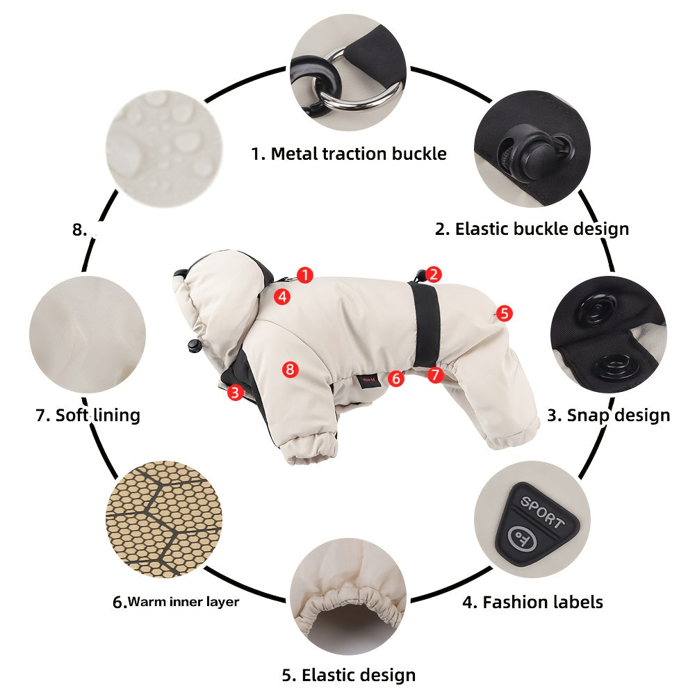 Manteau Chien Quatre Pattes à Capuche - Veste Hiver 2025 Coupe-Vent et Chaude