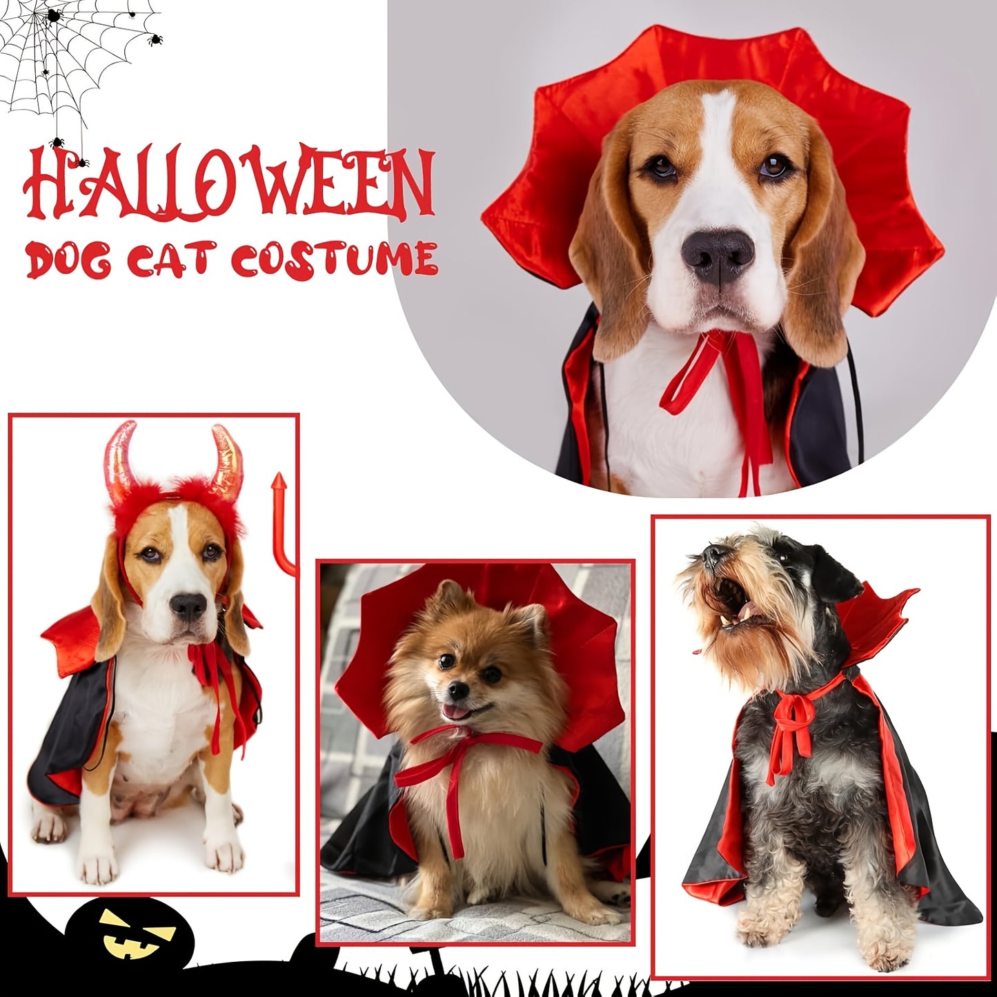 Cape Vampire XUNDI Chien Chat - Costume Halloween avec Bretelles Ajustables