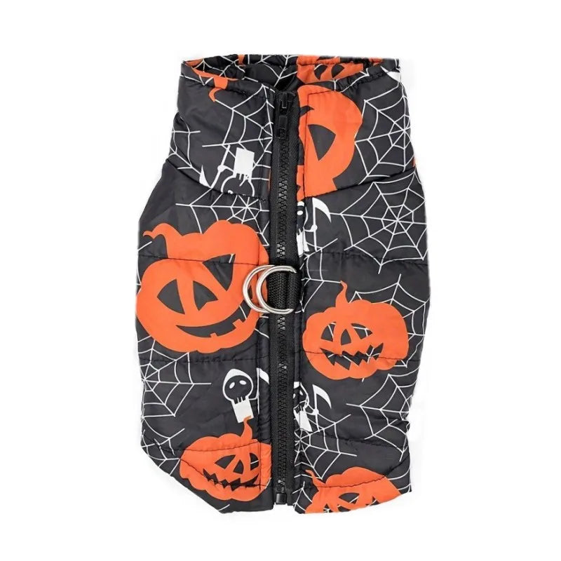 Veste Halloween Chien - Manteau Hiver Imprimé Citrouille Imperméable