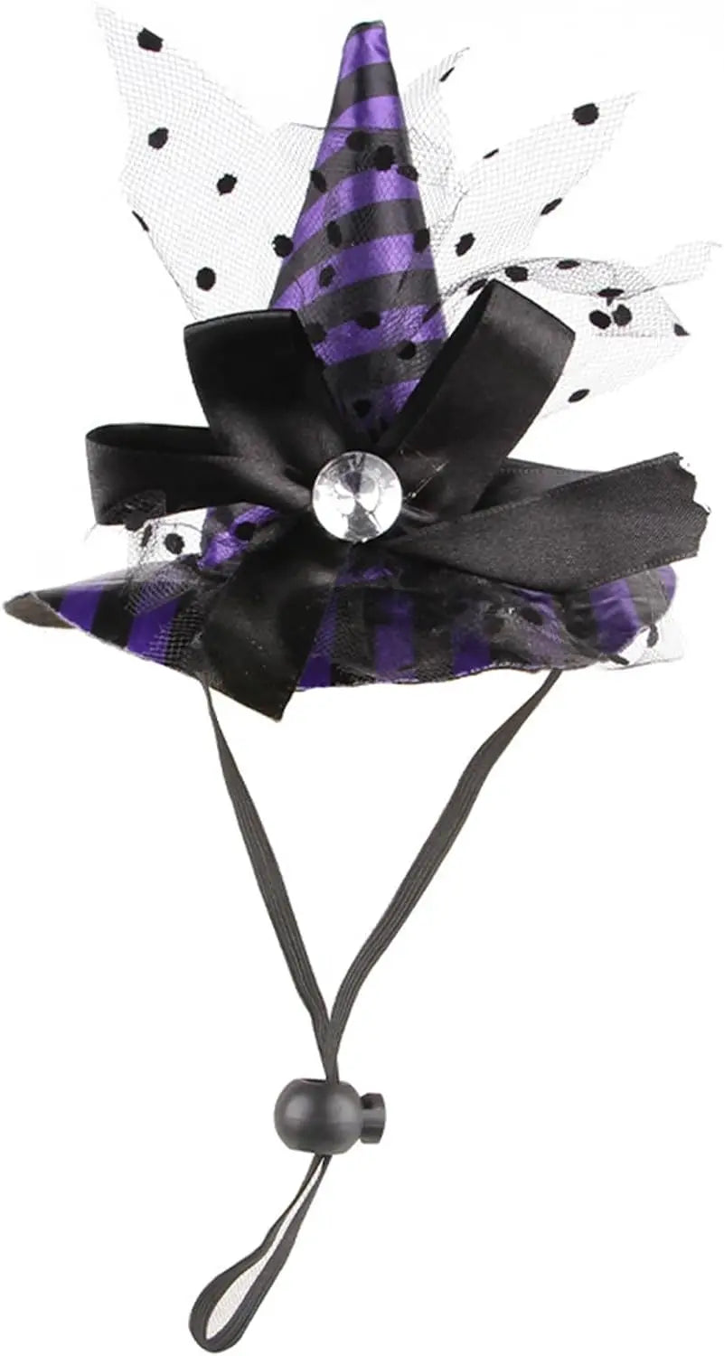 Chapeau de Sorcière Halloween pour Chien - Accessoire Festif avec Cordon Ajustable