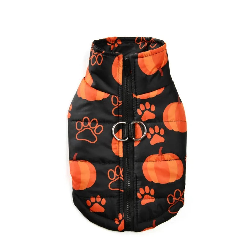 Veste Halloween Chien - Manteau Hiver Imprimé Citrouille Imperméable