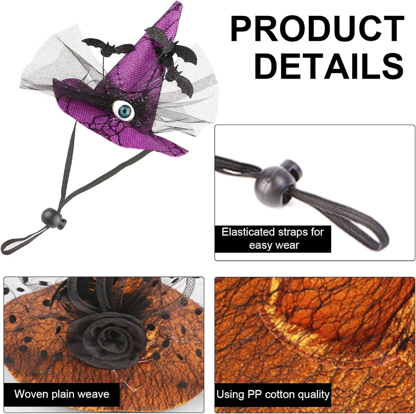 Chapeau de Sorcière Halloween pour Chien - Accessoire Festif avec Cordon Ajustable