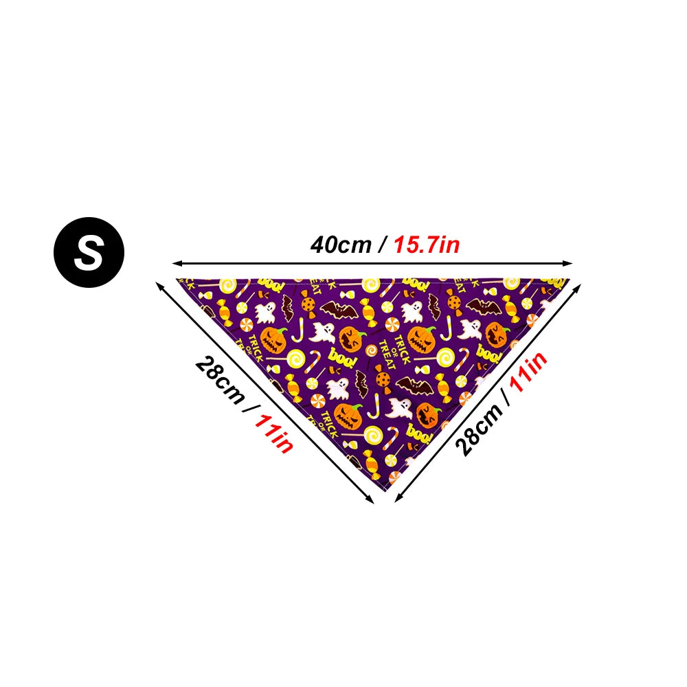 Bandana Halloween Chien Chat - Triangle Ajustable Imprimé Festif