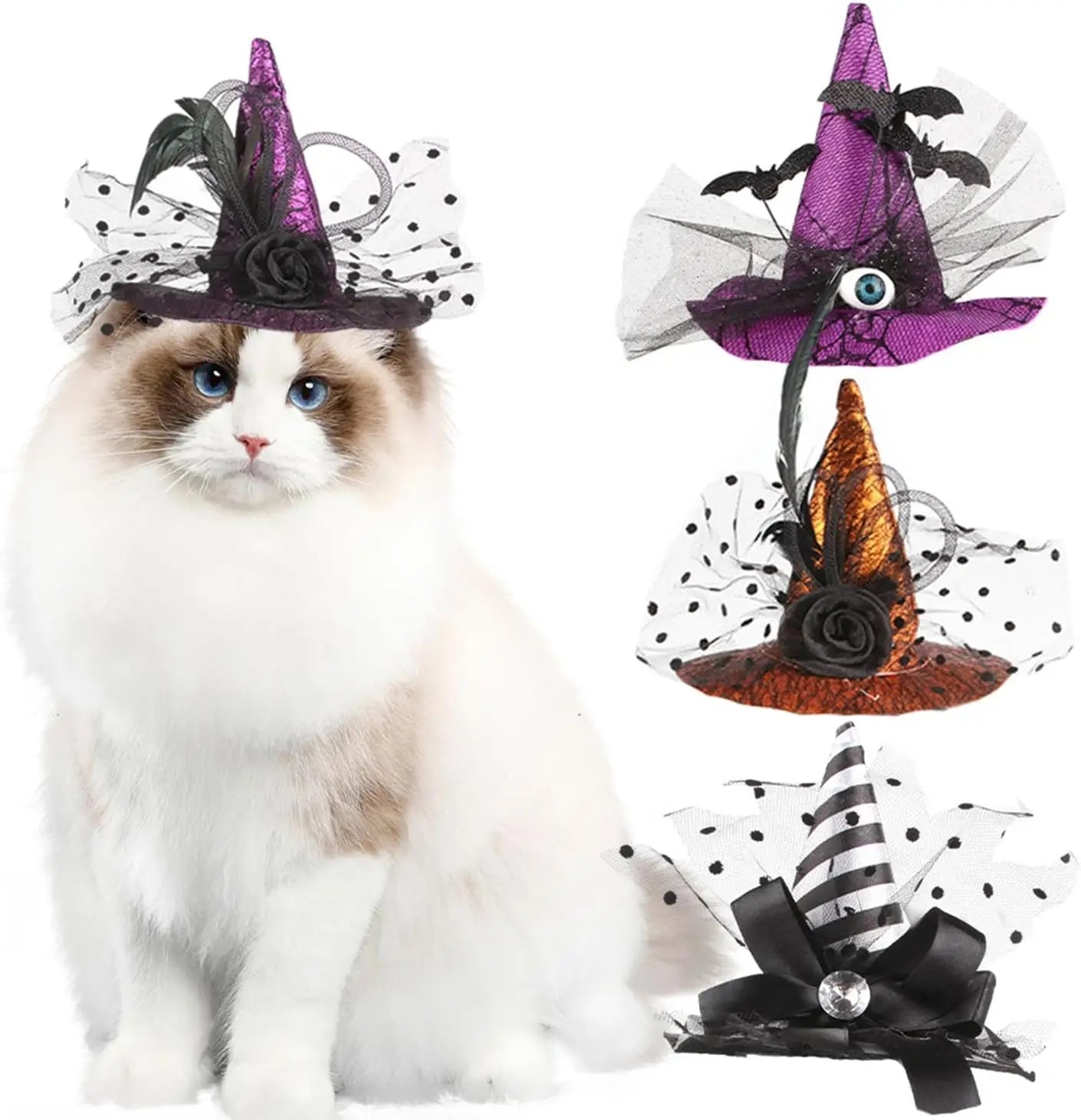 Chapeau de Sorcière Halloween pour Chien - Accessoire Festif avec Cordon Ajustable