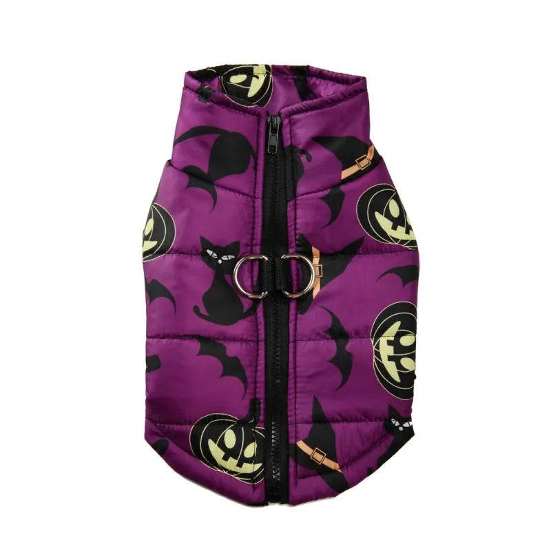 Veste Halloween Chien - Manteau Hiver Imprimé Citrouille Imperméable