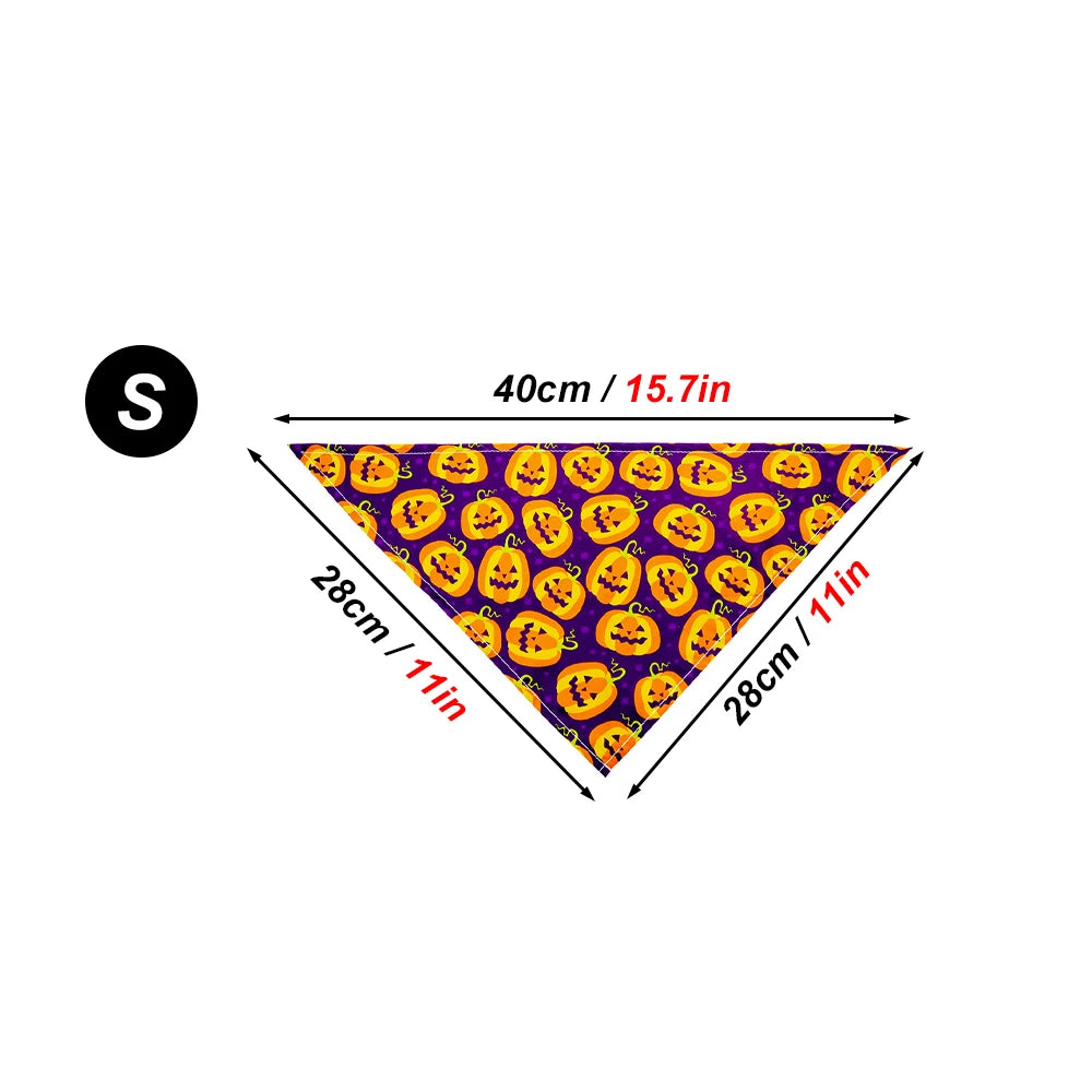 Bandana Halloween Chien Chat - Triangle Ajustable Imprimé Festif