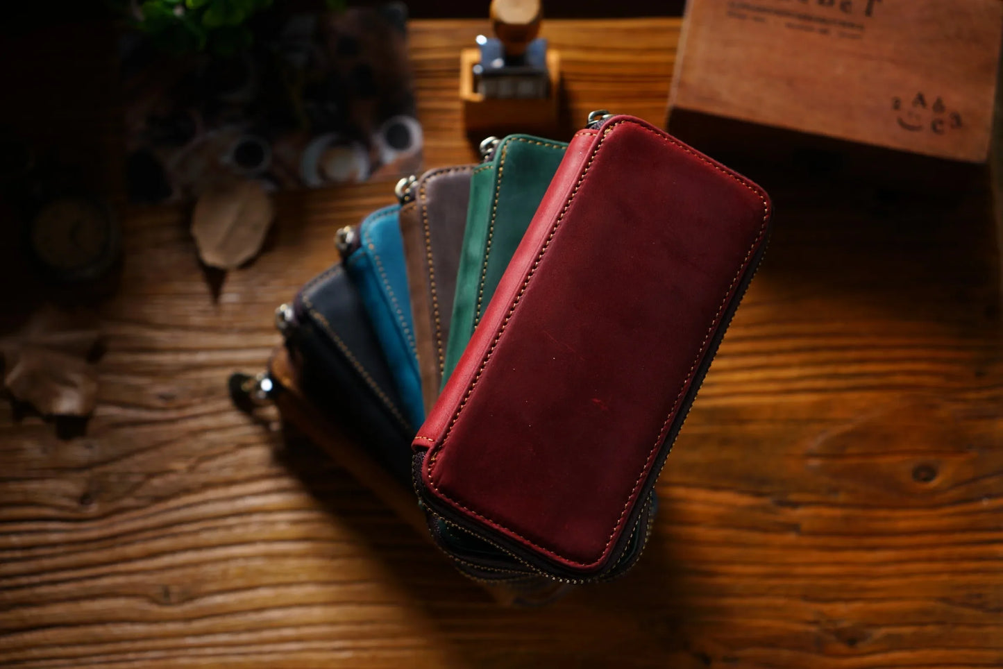 Genuine Leather Fountain Pen Case With 3 Divided Slots, Handmade Zippered Stationery Pouch Pen Holder Bag for Office School
