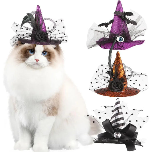 Chapeau de Sorcière Halloween pour Chien - Accessoire Festif avec Cordon Ajustable