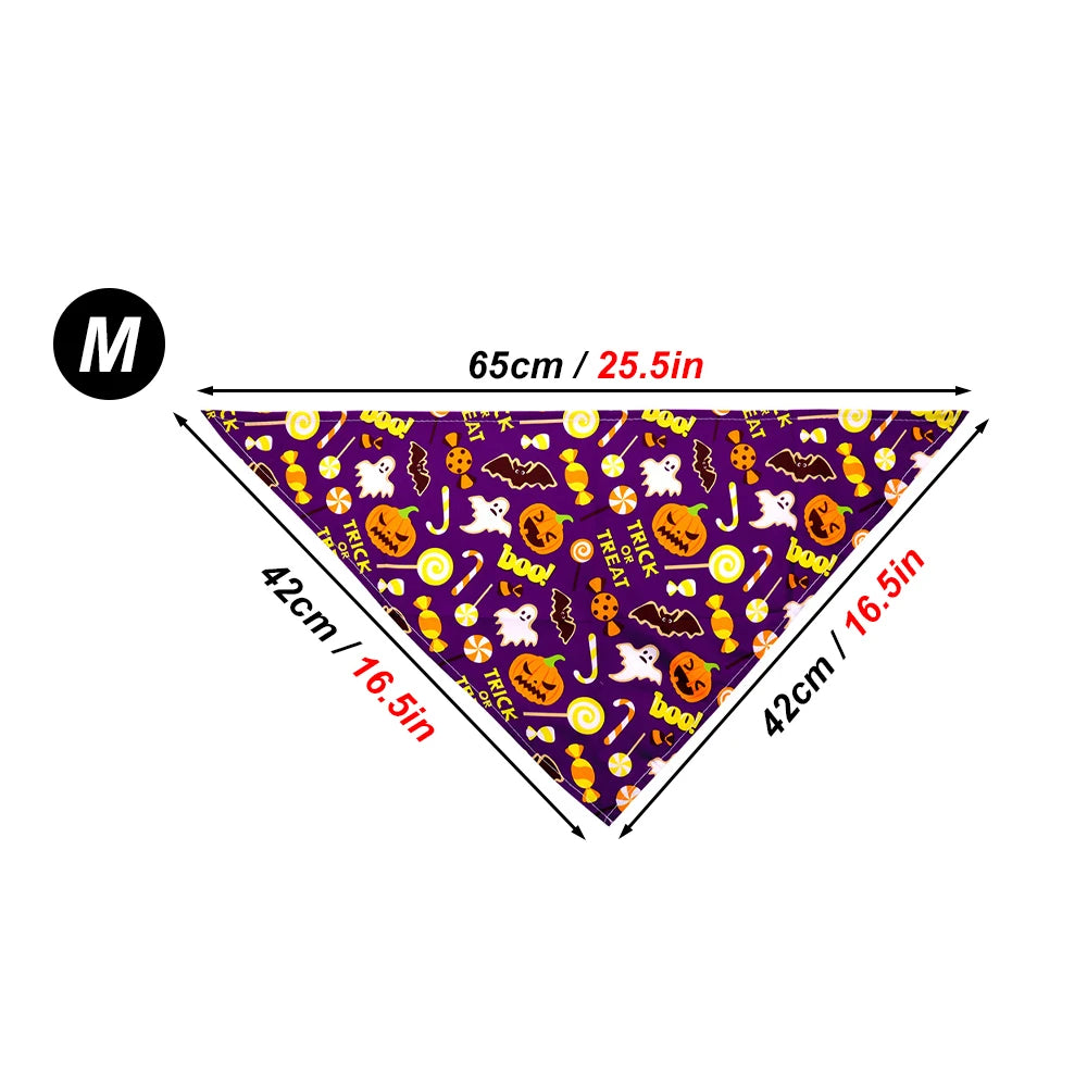 Bandana Halloween Chien Chat - Triangle Ajustable Imprimé Festif