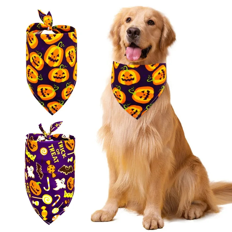 Bandana Halloween Chien Chat - Triangle Ajustable Imprimé Festif
