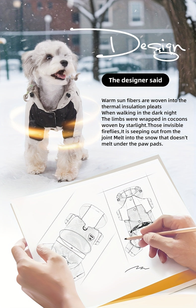 Manteau Chien Quatre Pattes à Capuche - Veste Hiver 2025 Coupe-Vent et Chaude