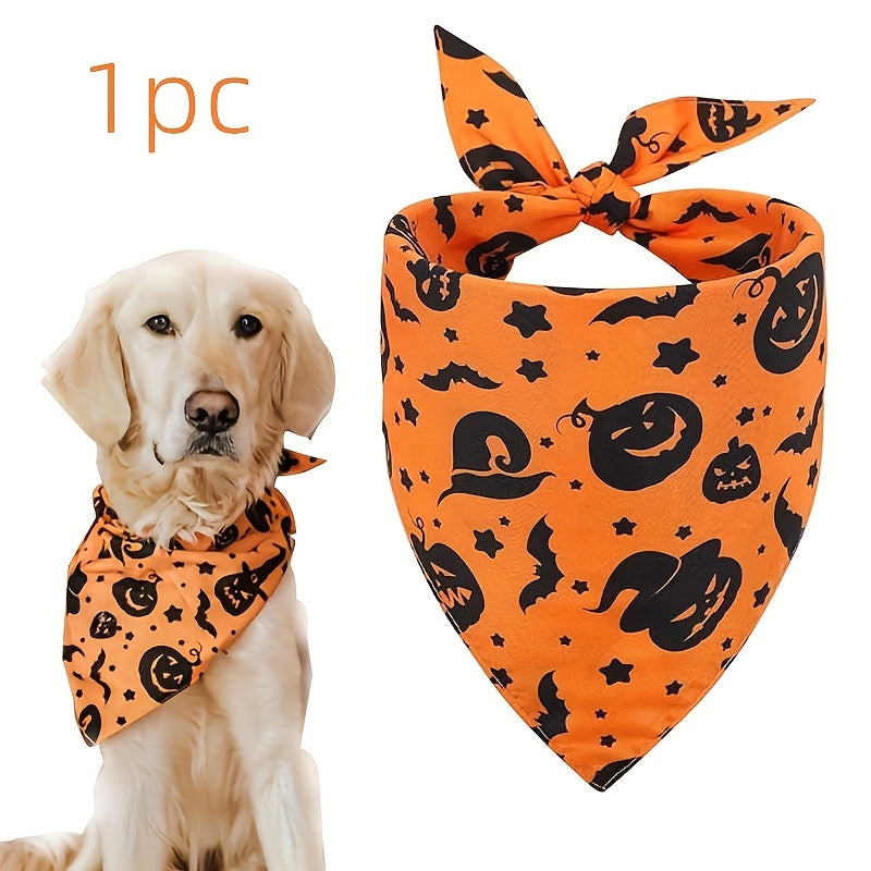 Bandana Halloween Chien Double Couche - Motifs Sorcière et Citrouille