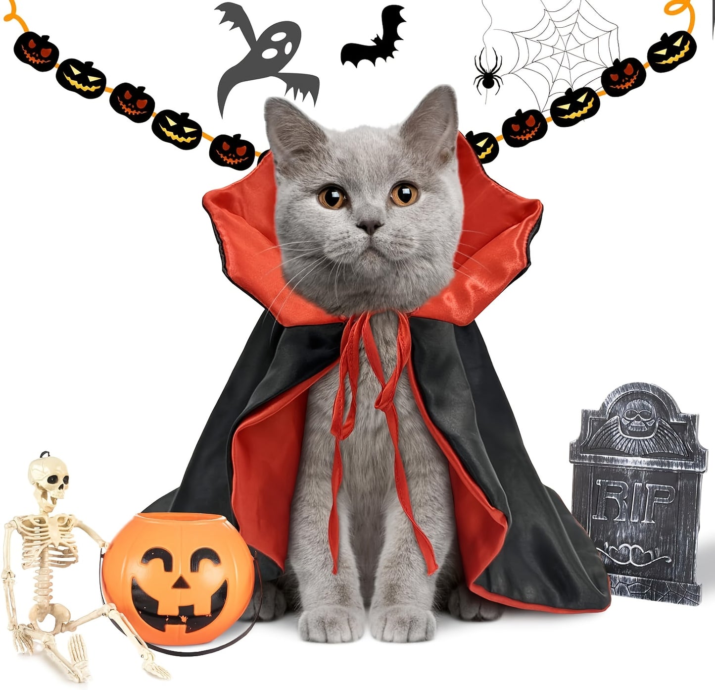 Cape Vampire XUNDI Chien Chat - Costume Halloween avec Bretelles Ajustables
